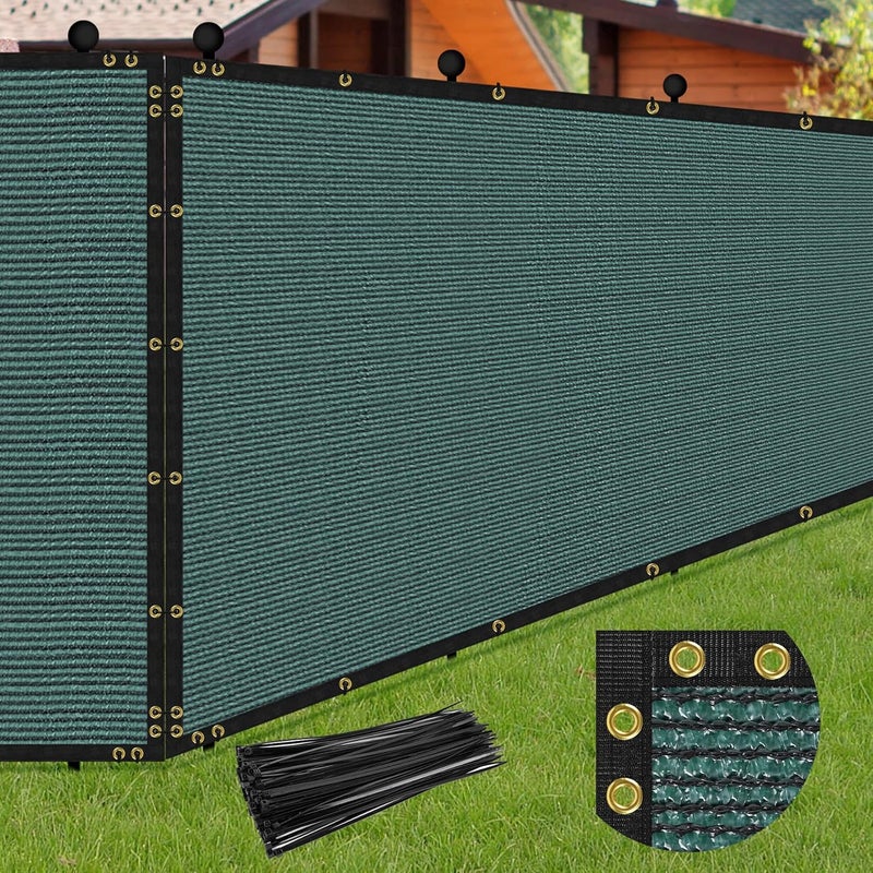 phepetroll 4 x 12FT Privacy Screen Fence Green Heavy Duty Mesh Fencing Shade Net Cover with Reinforced Bindings 100 Straps for Outdoor Chain Link Fence Patio Wall Garden Backyard, Green - Image 1